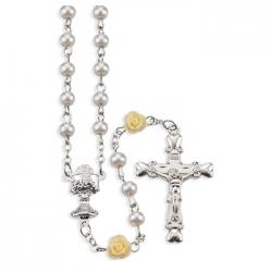  WHITE PEARL ROSARY WITH OFF WHITE OUR FATHER BEADS 